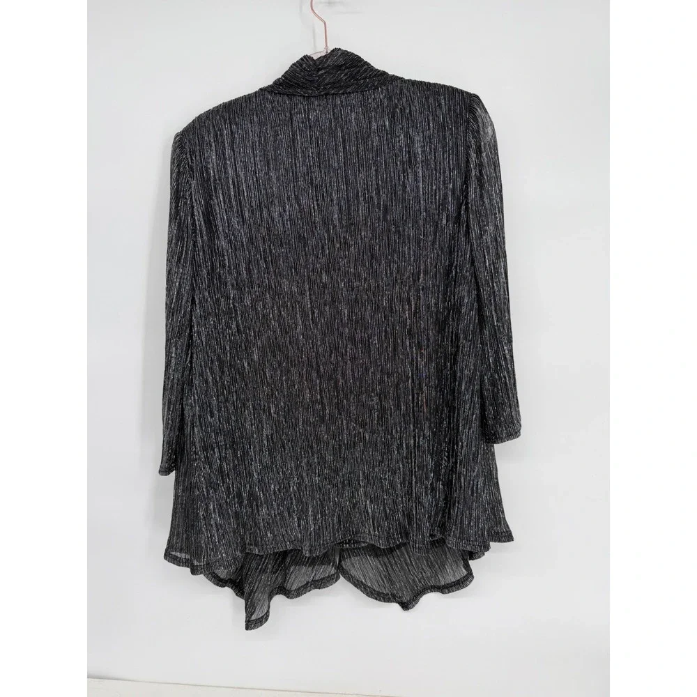 R&M Collection Black Silver Metallic Striped Cardigan and Tank Set Women's Sz XL